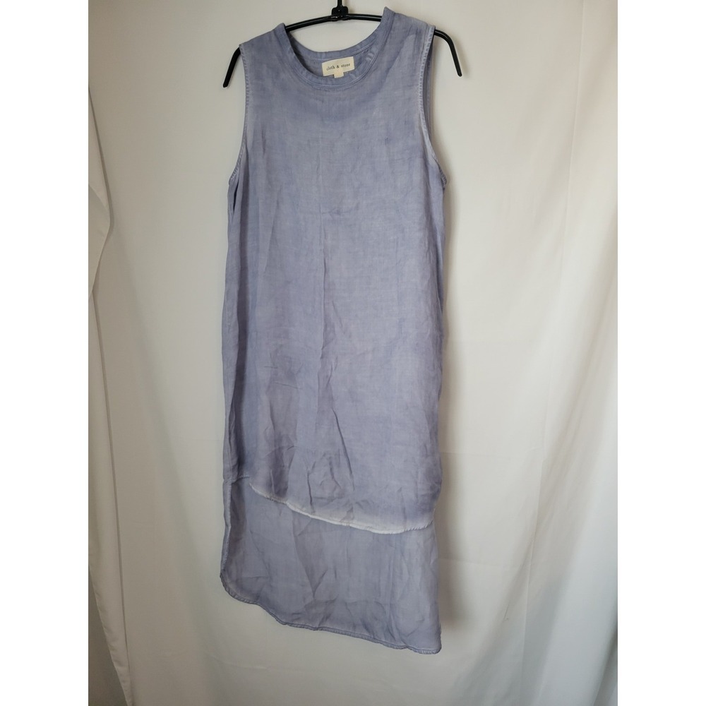 Cloth & Stone Women's Blue Chambray Sleeveless Layered Hem Midi Dress Size S
